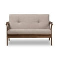 thumbnail image 2 of Baxton Studio Bianca Mid-Century Modern Walnut Wood Light Grey Fabric Tufted 2-Seater Loveseat, 2 of 7