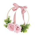 thumbnail image 3 of Corona floral de flores artificiales de seda con aro redondo para fiesta de cumpleaños Rosa, 3 of 9