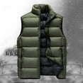 thumbnail image 2 of NOLDARES Men's Winter Puffer Vest, Autumn Warm Cotton Coat Solid Colour/Block Zip Up Jacket Sleeveless Soft Lightweight Outerwear(Green,M), 2 of 5