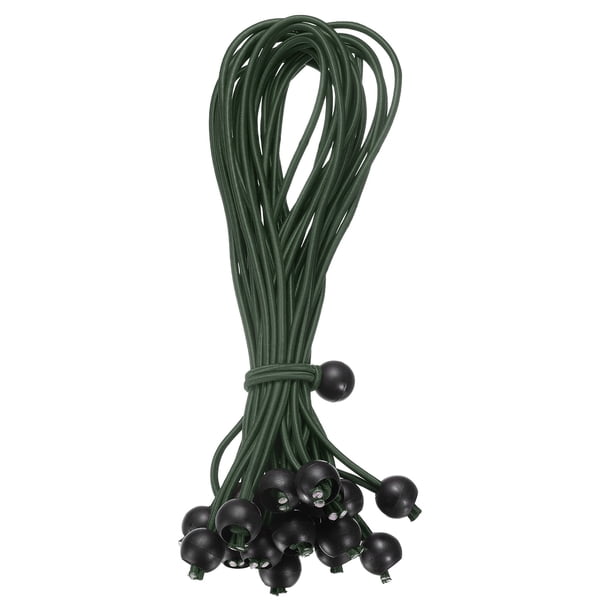 Cuerdas elásticas de 12" con bolas, 30 piezas de cuerdas elásticas con bolas para sujetar lonas para tiendas (Rosa/Negro)