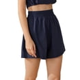 thumbnail image 2 of Lovito Casual Plain Elastic Waist Cool Pure Shorts, 2 of 5