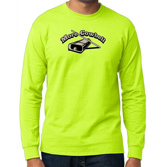 Men's More Cowbell Long Sleeve T-shirt - Safety Green, Medium