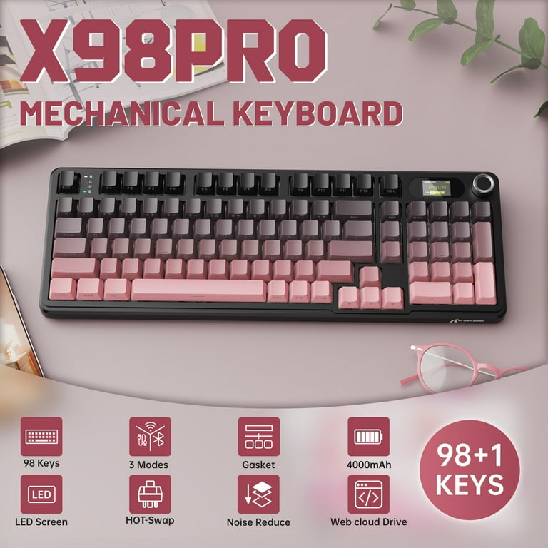 ATTACK SHARK X98PRO Wireless Gaming Keyboard, 99 Keys Wireless
