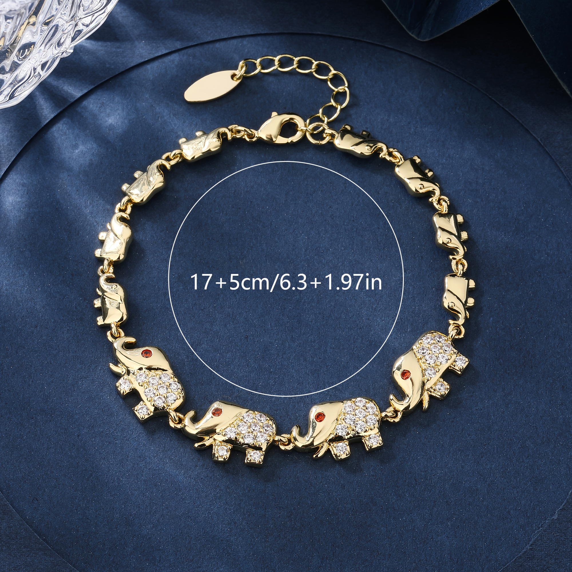 Charming 18K Gold Plated Elephant Charming Bracelet Women - Cute and playful style, decorated with cubic zirconia, the perfect gift for casual outfit