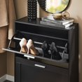 thumbnail image 4 of Small Shoe Storage Cabinet, Slim Shoe Rack Entryway, Narrow Shoe Organizer 2 Flip-Drawers for Front Door Entrance Hallway,Black, 4 of 18