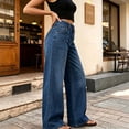 thumbnail image 6 of Idoravan Womens Wide Leg Jeans High Waisted Straight Leg Women High Street High Waist Splice Loose Straight Cut Cowboy Pants, 6 of 6