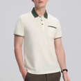 thumbnail image 2 of hoksml Mens Short Sleeve Shirts Casual Golf Polos Shirt Solid-Color Collared Colour Blocking Button Pocket T Shirt Top Turndown Collar Blouse Tee Shirt Summer Clearance, 2 of 5