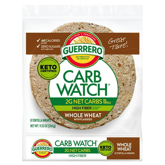 Guerrero Carb Watch Whole Wheat with Flaxseed Flour Tortillas, 8 Count
