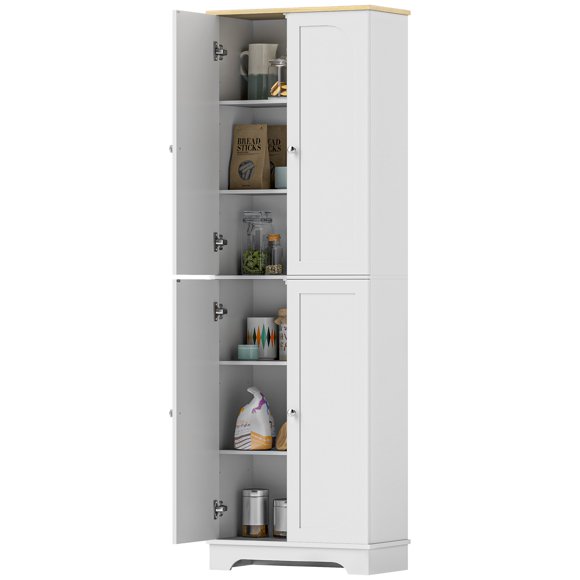 CoSoTower 72" Tall Pantry Cabinet, Kitchen Pantry Cabinet with Adjustable Shelves, Storage Cabinet with 4 Doors, White