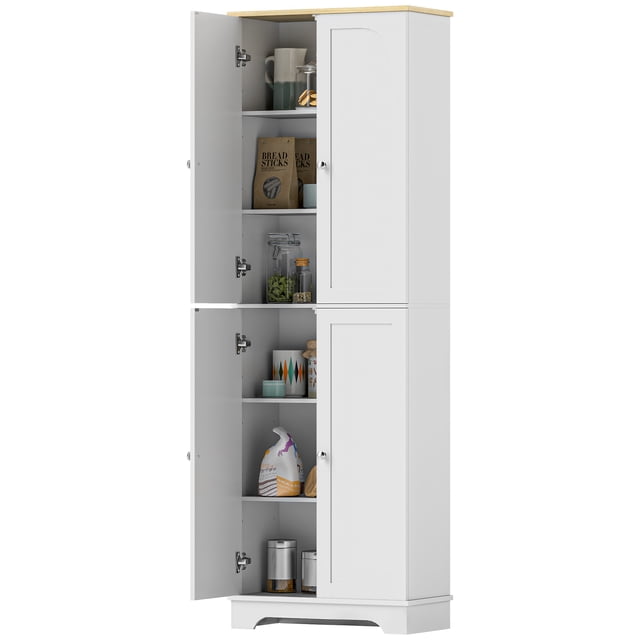 CoSoTower 72" Tall Pantry Cabinet, Kitchen Pantry Cabinet with Adjustable Shelves, Storage Cabinet with 4 Doors, White