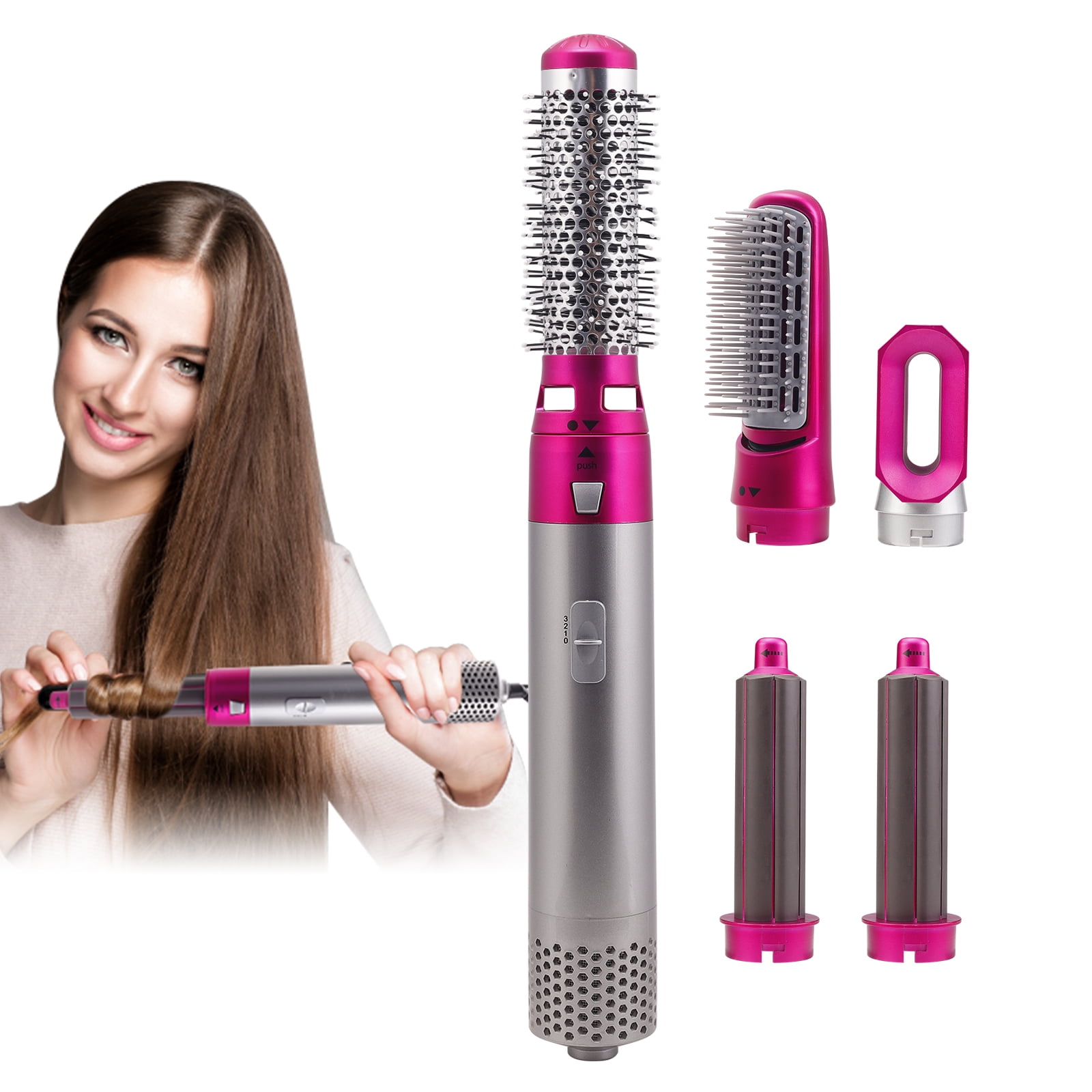 Brosse pour sèche-cheveux 5 en 1, avec peigne, style à Air chaud