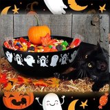 3-Pack Halloween Candy Bowls – Purple Spider Web Design Plastic Serving Bowls For Trick-or-Treat & Parties