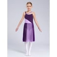 thumbnail image 5 of YIZYIF Girls Color Block Dance Dress Sleeveless Ballet Lyrical Contemporary Dance Costume Spandex Mesh Camisole Leotard Purple 14, 5 of 7