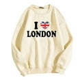 thumbnail image 3 of TINZ Chandail de Sport Décontracté pour Femmes, Style Britannique à la Mode avec Lettres Imprimées, Col Rond, Manches Longues (2) Veste Ajustée avec Capuchon Manteau Femme Fermeture Éclair devant Chandail à Capuchon à Fermeture à Glissière Femme, 3 of 3