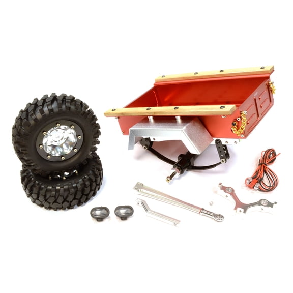Integy RC Toy Model Hop-ups C25800RED Realistic Leaf Spring 1/10 Size Utility Box Trailer for Scale Crawler Truck