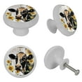 thumbnail image 4 of PhooArto Cow and Wood Board Sunflower 4 PCS Crystal Glass Cabinet Knobs, Drawer Kitchen Cabinets Dresser Cupboard Wardrobe Pulls Handle - Glowing in the Dark, 4 of 7