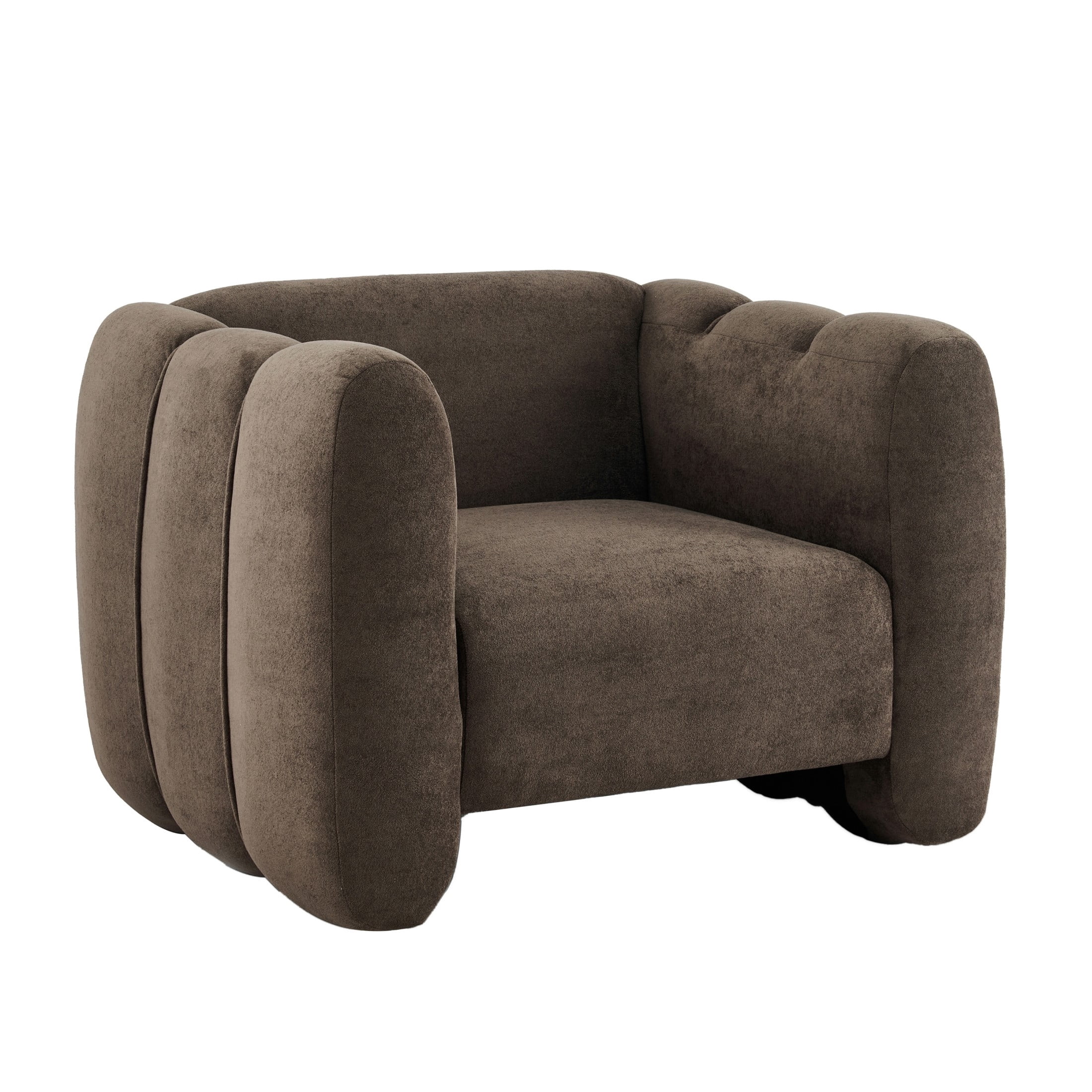 Christopher Knight Home Velvet Club Chair, Plush Upholstered Accent Chair with Channel Stitching, Dark Brown
