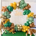 thumbnail image 1 of Guirnalda de globos para decoración de jungla, decoración de cumpleaños de safari, guirnalda de globos, paquete de 120 globos verdes, verde salvia, café, Avocado green yellow brown balloon chain, 1 of 4