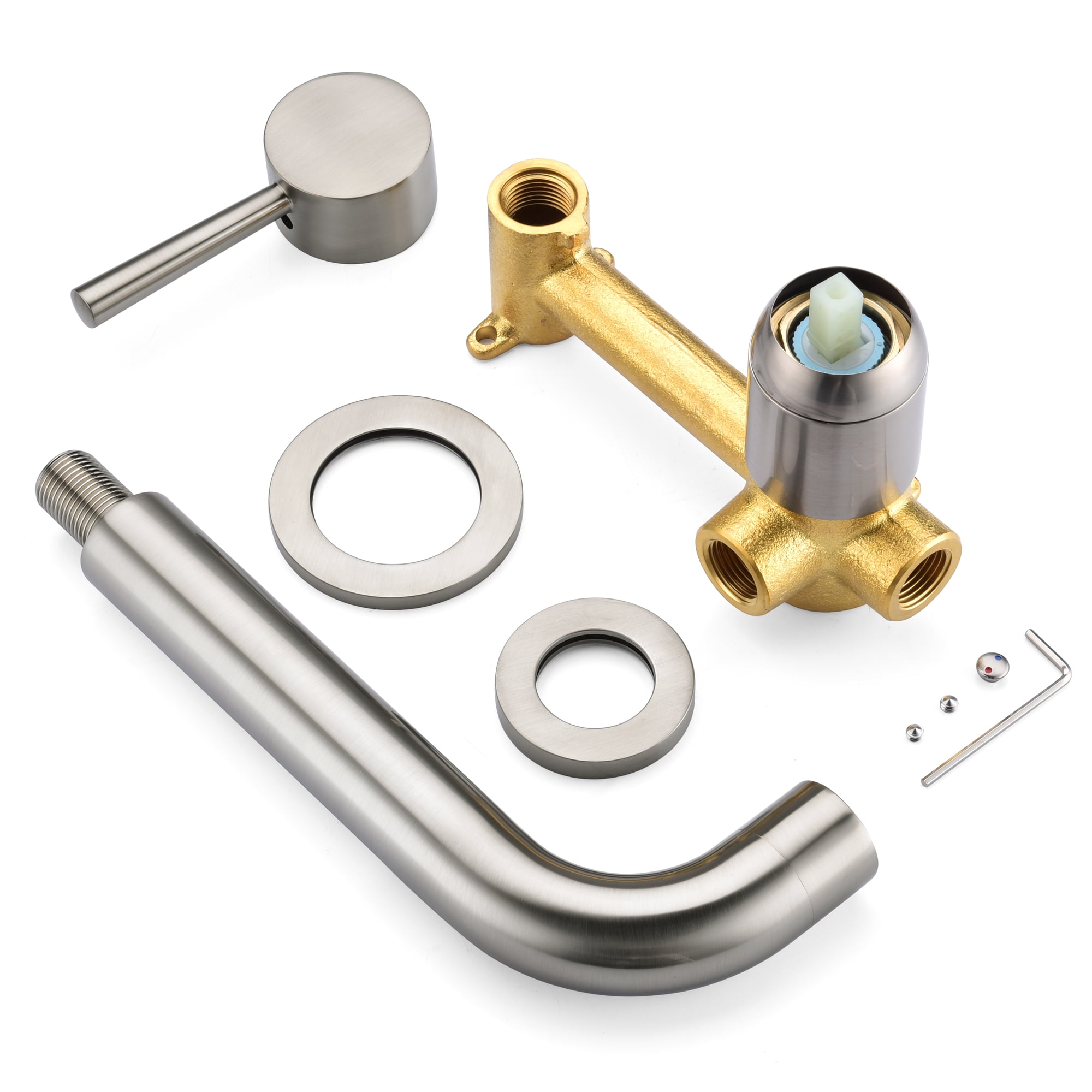SUMERAIN Tub Faucet Wall Mount Bathtub Faucet, Brushed Nickel with Valve