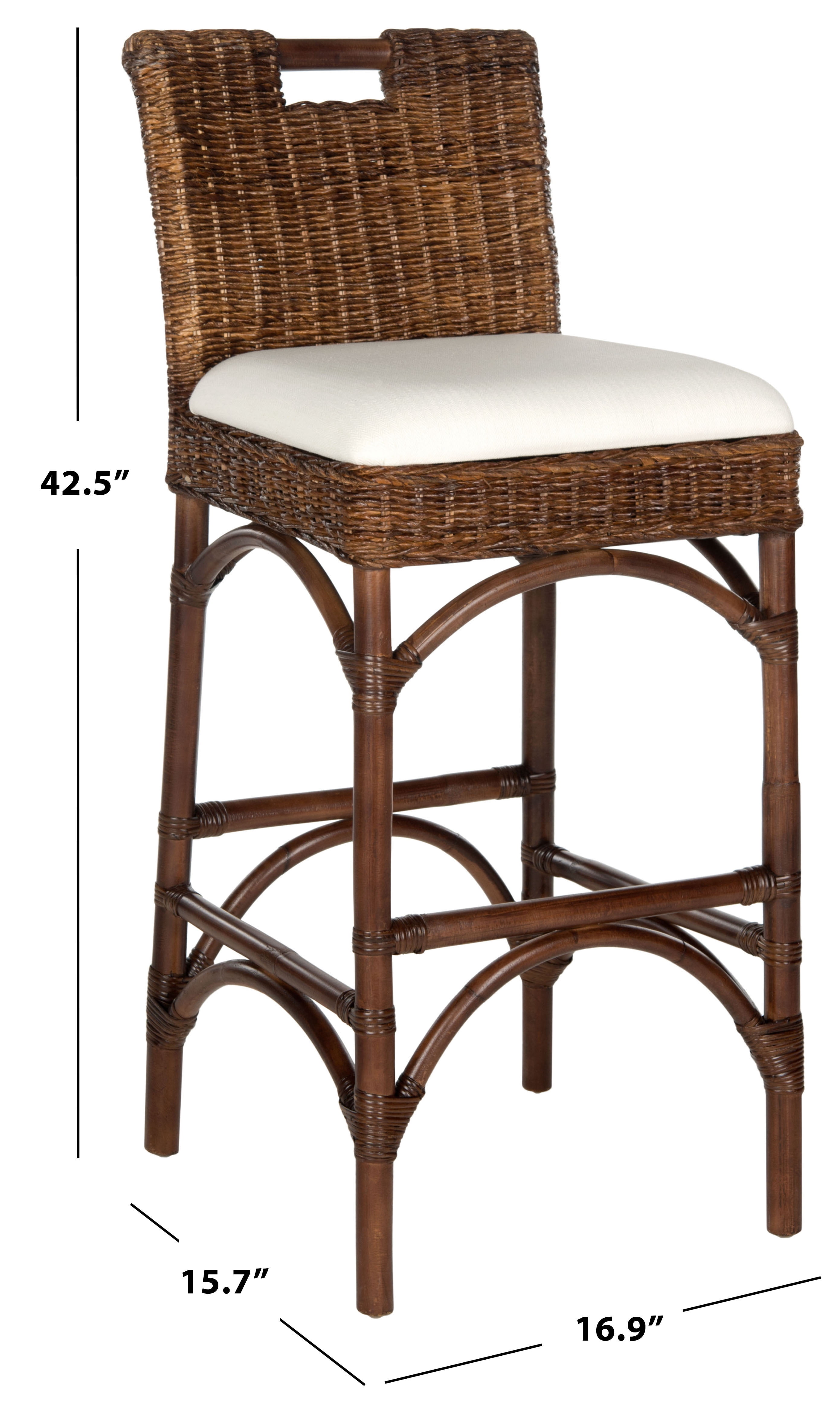 SAFAVIEH Fremont Square Mid Back Bar Stool, Brown