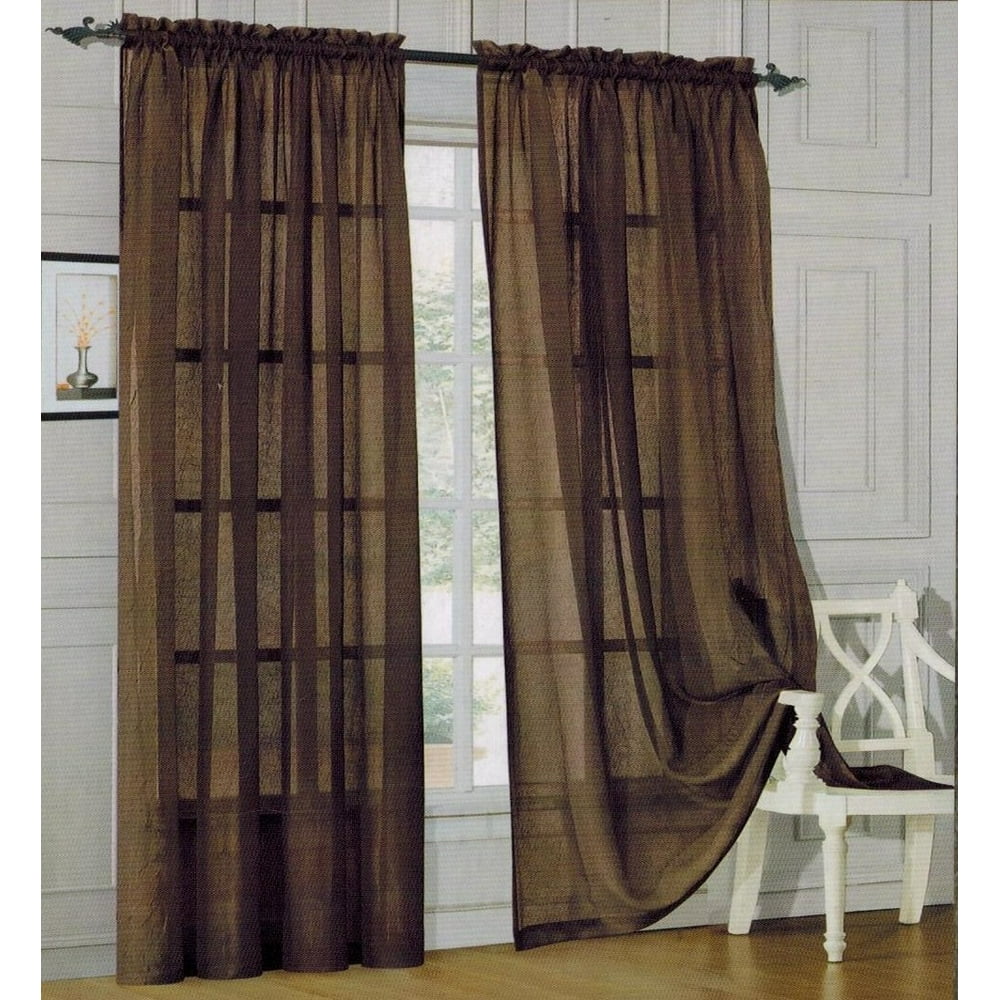 Elegant Comfort 2 Piece Solid SHEER PANEL with ROD POCKET Window