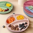 thumbnail image 2 of Silicone Baby Feeding Set Divided Suction Plate with Toddler Spoon And Forks BPA Free Independent Eating Baby Led Weaning Supplies, 2 of 7