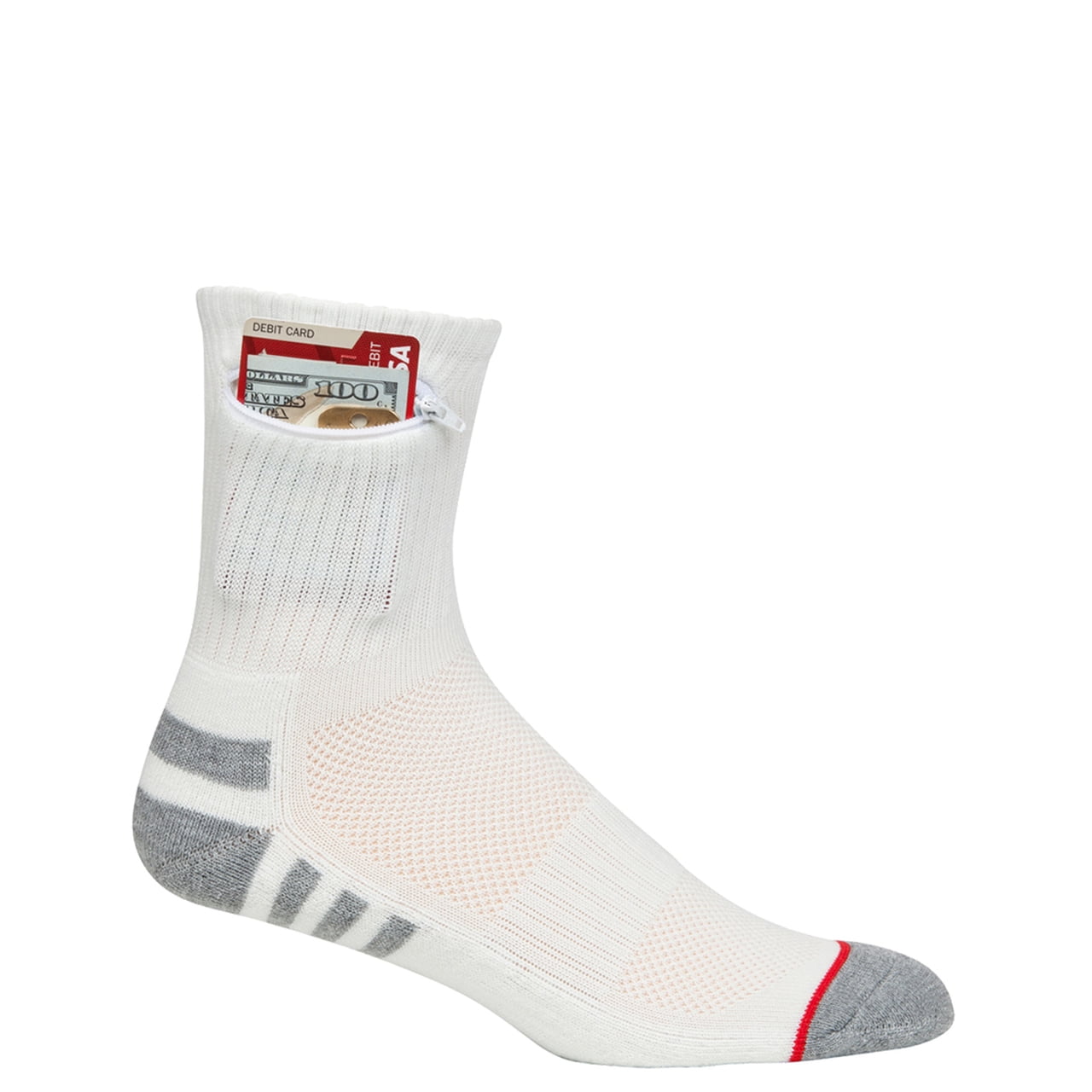 Pocket Socks Women's Athletic Travel Ankle Socks with Hidden Zip