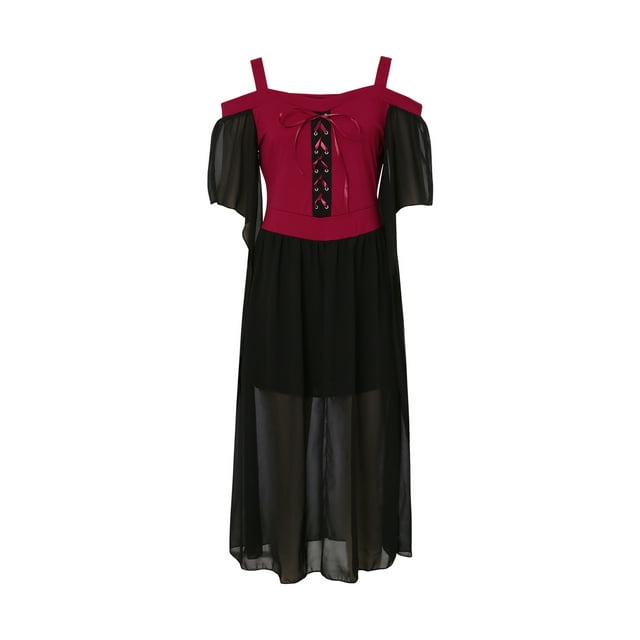 goowrom Robe d'Halloween pour Femme, une-Pièce à Encolure Bateau et Épaules Dénudées