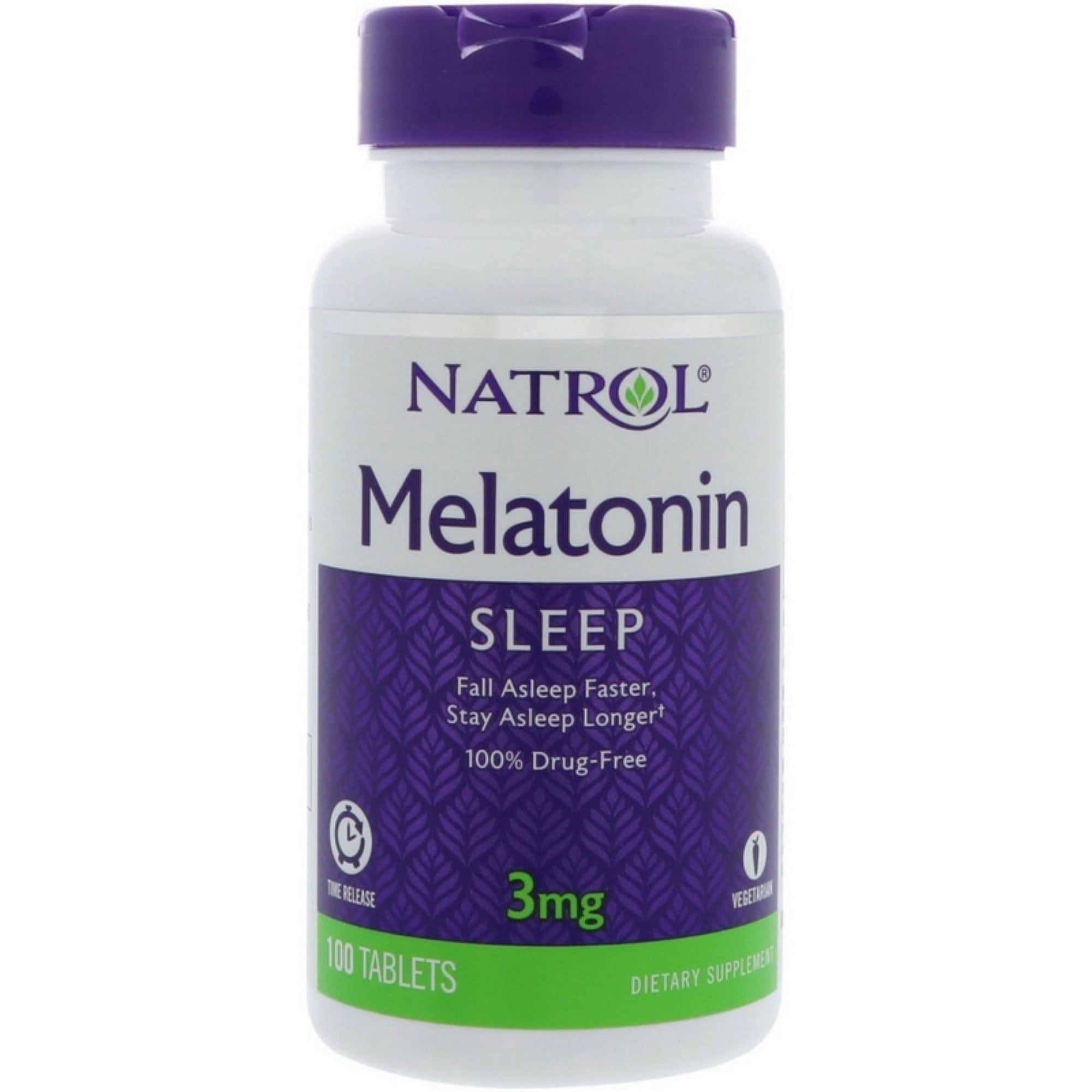 Natrol Melatonin 3 mg Sleep Time Release Dietary Supplement Tablets 100 ea (Pack of 2)