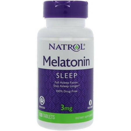 Natrol Melatonin 3 mg Sleep Time Release Dietary Supplement Tablets 100 ea (Pack of 3)