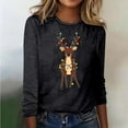 thumbnail image 4 of Qulqfy Christmas Shirts for Women Xmas Crew Neck Black Reindeer Plus Size Lace Long Sleeve Shirts Christmas Vacation Shirt for Women, 4 of 6