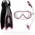 thumbnail image 1 of Set de snorkel Cressi Palau rosa XS/S con aletas ajustables, 1 of 4
