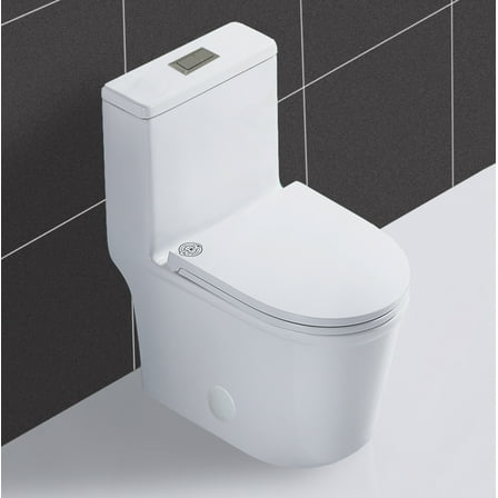 WinZo WZ5079 Compact One Piece Toilet with Dual Flush 23" Depth in White for Small Tiny Bathroom 12" rough-in