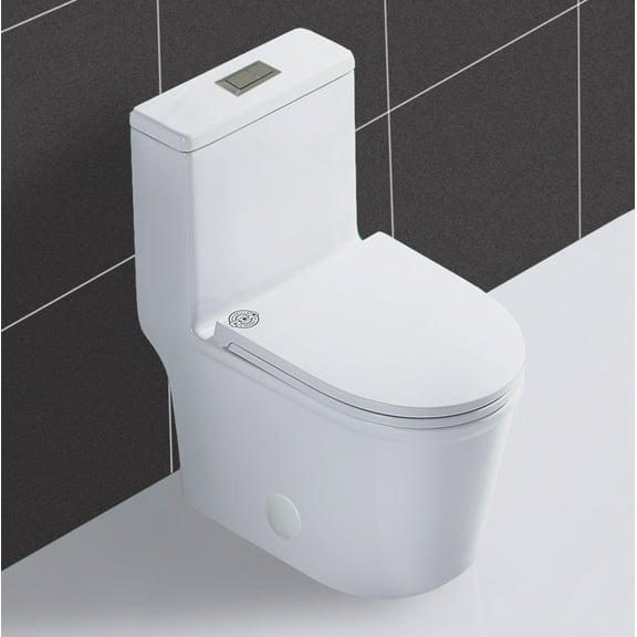 WinZo WZ5079 Compact One Piece Toilet with Dual Flush 23" Depth in White for Small Tiny Bathroom 12" rough-in