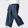 thumbnail image 7 of Men's Jeans 75%Rayon,25%Polyester and Big Men's Relaxed Fit Jeans Fashion Solid Color Casual Lace Up Loose Sports Jeans Full Length Pants Navy 3XL Denim Pants for Men, 7 of 7