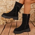 thumbnail image 2 of Bottes d'Hiver pour Femmes, Style Britannique Talon Plissé Bottes Décontractées Polyvalentes, 2 of 9