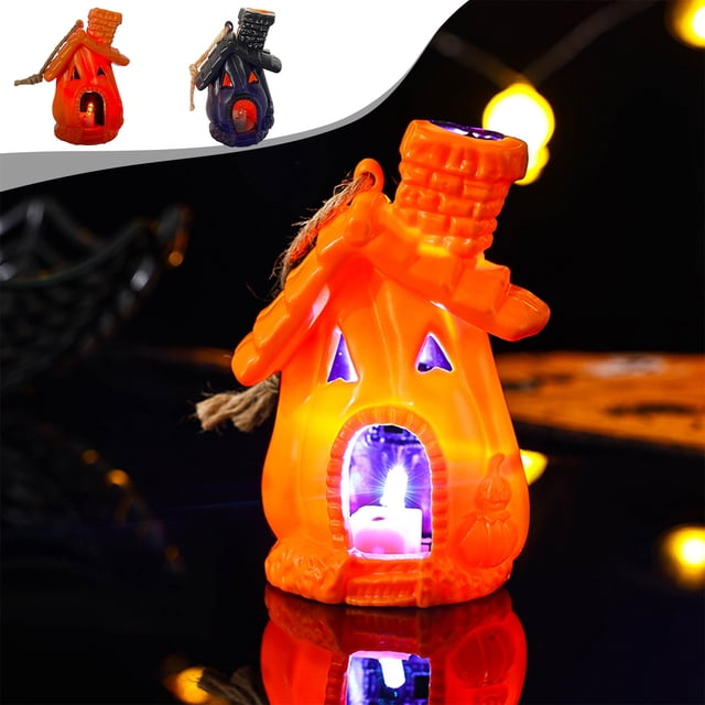 Fiudx Lámpara de Calabaza de Halloween, Decorativa y Brillante, Diseño Clásico de Calabaza Naranja, Cuerda Fácil de Colgar, para Uso En Interiores y Exteriores, Decoración para Fiestas y Festividades