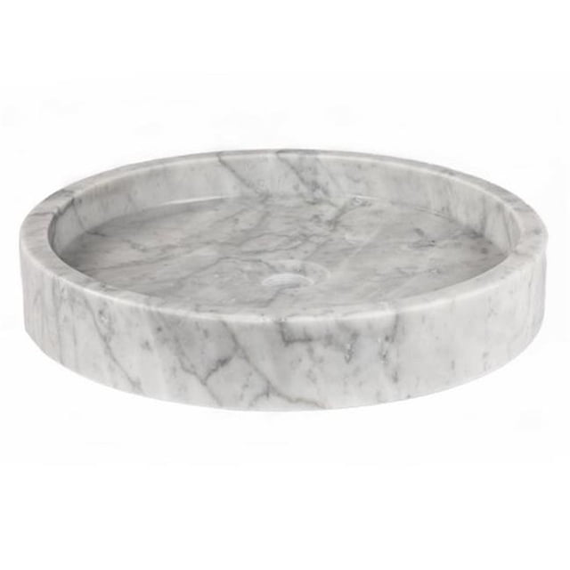 Eden Bath EB-S045CW-P Évier à Cuve Ronde de 18 x 3 Po - Marbre de Carrara Blanc