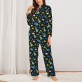 thumbnail image 2 of Balery Dinosaur Conjunto de Pijama con Estampado para Mujer, Conjunto de Dos Piezas con Manga Larga, Ropa de Dormir Suave con Bolsillos, Pijamas Cómodos-Large, 2 of 7