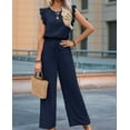 thumbnail image 6 of Jumpsuits for Women 2025 Summer Ruffle Sleeves Square Neck Rompers Drawstring Overalls with Pockets Dark Blue S, 6 of 9