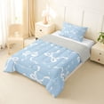 thumbnail image 2 of Manfei White Bow Light Blue Love Heart Twin Comforter Sets for Boys Girls, Cute Ribbon Bedding Set, Grey Reversible, 2pcs, 2 of 6