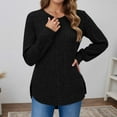 thumbnail image 2 of FYDUU Women 2025 Fashion Sweaters Long Sleeve Loose Fit Pullover Sweater With Curved Hem Casual Round Neck Pullover Jumper Top Everyday Wear Comfy Knit Sweater, 2 of 4