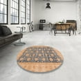 thumbnail image 3 of Ahgly Company Indoor Round Abstract Dark Almond Brown Oriental Area Rugs, 6' Round, 3 of 6