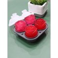 thumbnail image 4 of Bandejas de cubitos de hielo ZHCH Molde de silicona 4 cavidades Rosa con tapa extraíble, 4 of 4