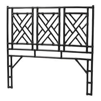 Pemberly Row Bohemian Black Natural Rattan King Size Standalone Headboard