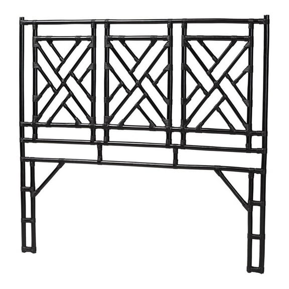 Pemberly Row Bohemian Black Natural Rattan King Size Standalone Headboard
