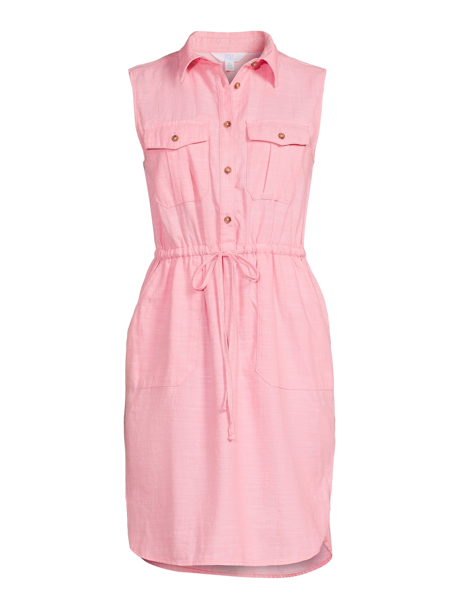 Time and Tru Women's Sleeveless Utility Shirt Dress