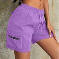 thumbnail image 5 of Cutuoiiu Trendy Casual Women's Loose Solid Color Elastic Waist Drawstring Cargo Shorts with Zipper Pockets for Summer Streetwear and Daily Wear Gifts, 5 of 6