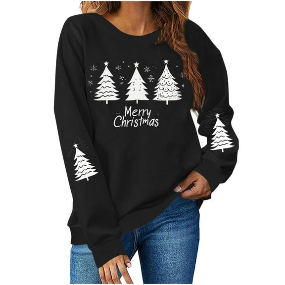 cocolona Christmas Sweatshirts for Women Crewneck Long Sleeve Shirts Xmas Cute Graphic Sweatshirts Fall Pullover Tops Casual Blouses Christmas Gifts