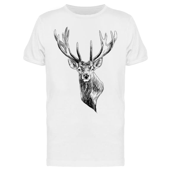 Deer Head Sketch Graphic Tee Men's -Image by Shutterstock